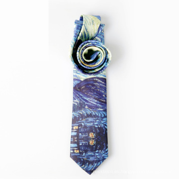 Hombres de la impresión de pantalla de seda de alta calidad The Galaxy Necktie